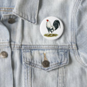 American Game Silver Blue Gamecock Ronde Button 5,7 Cm (In situ)