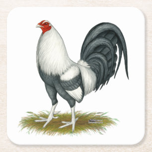 American Game Silver Blue Gamecock Vierkante Kartonnen Onderzetter
