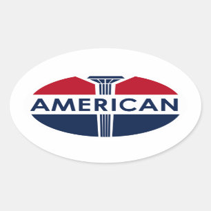 American Gas Station-teken. Platte versie Ovale Sticker