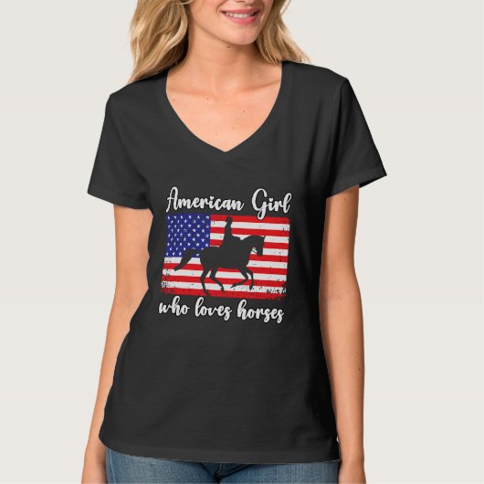 American Girl who loves eventing horses rider 7 T-shirt (Voorkant)