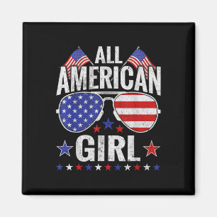 American Girls Sungles Familie Patriottisch 4e Jul Magneet