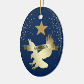 American Gold Star Eagle Keramisch Ornament (Links)