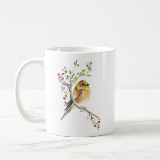 American Goldfinch Bird Aquarelle Art Café Mug (Gauche)