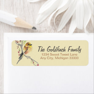 American Goldfinch Bird Aquarelle Étiquette