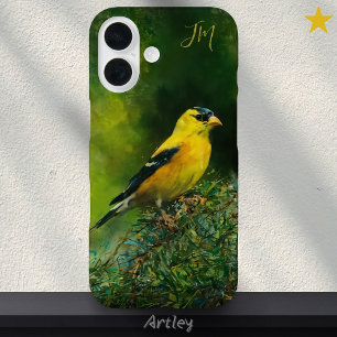 American Goldfinch Schilderij Custom Name iPhone 16 Hoesje