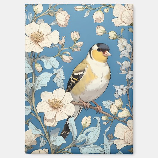 American Goldfinch William Morris Inspired Magneet (Voorkant)