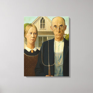 American Gothic, 1930, van Grant Wood Canvas Afdruk