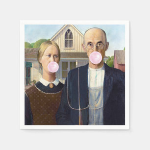 American Gothic Grant Wood Servet