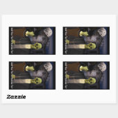 American Gothic Halloween Haunted House Rechthoekige Sticker (Vel)