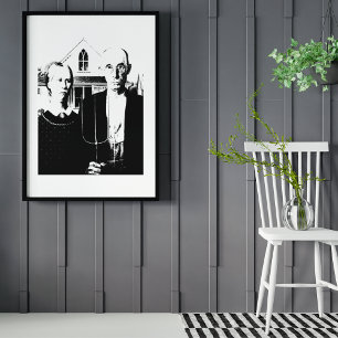 American Gothic Zwart-wit unframed Poster