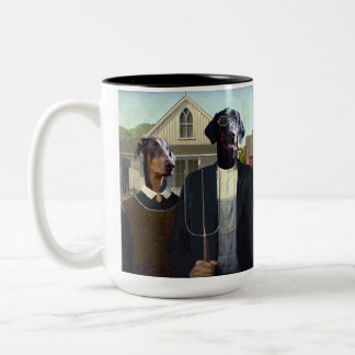 American gothique drôle Doberman chien mug