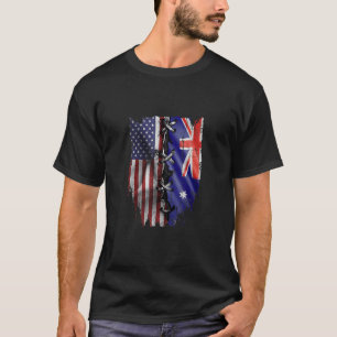 American Grown Australian Roots USA Australia Flag T-shirt