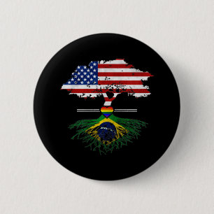 American Grown Brazililian Roots Gay Heart LGBT Ronde Button 5,7 Cm