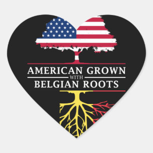 American Grown with Belgium    RootsBelgium Design Hart Sticker
