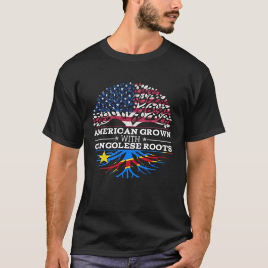 American Grown with Congolese Roots  DR Congo T-shirt (Voorkant)