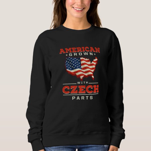 American Grown with Czech Parts Patriotic Czech Re Trui (Voorkant)