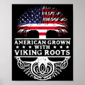 American Grown With Viking Roots Us Flag Tree Men Poster (Voorkant)
