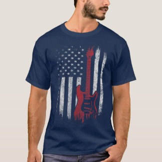 American Guitarist Music Patriotic American USA Fl T-shirt