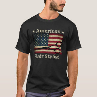 American Hair Stylist  Shears Tools American Flag  T-shirt