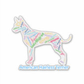 American Hairless Terrier Word Cloud Vinyl Sticker (Voorkant)