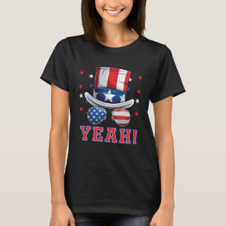 American Hat And USA Sunglasses Yeah 4th of July P T-shirt