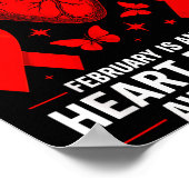 American Heart Disease Awareness Month Ribbon Red  Poster (Hoek)