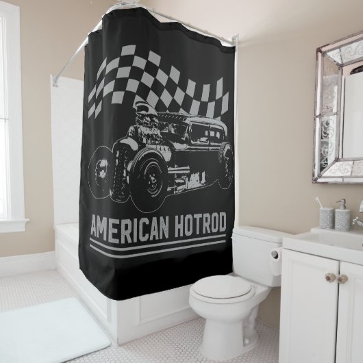 American Hotrod Shower Curtain Douchegordijn (In situ)