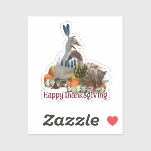 American Indian Ducks Thanksgiving Sticker (Vel)