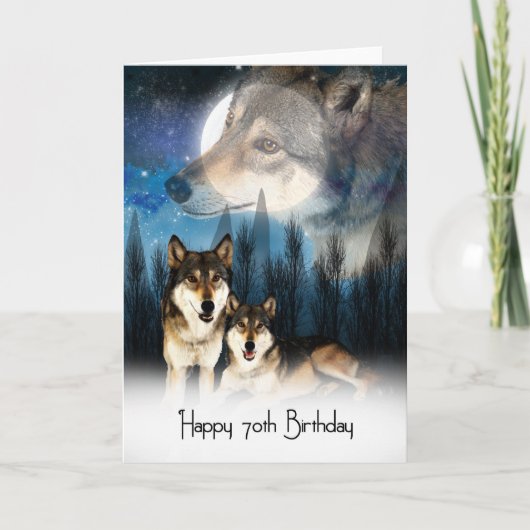 American Indian Style Wolf Carte d'anniversaire 70 (Devant)