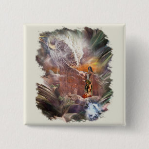 American Indian Wedding Night Vignette Vierkante Button 5,1 Cm