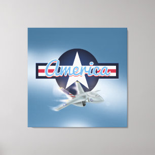 American Jet Fighter Canvas Afdruk
