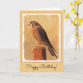 American Kestrel Painting - Original Bird Art Kaart (Gele Bloem)