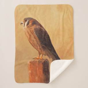 American Kestrel Painting - Original Bird Art Sherpa Deken