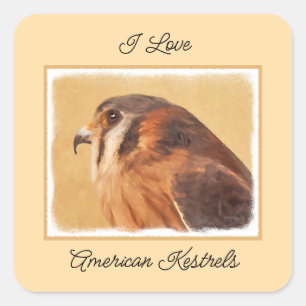 American Kestrel Painting - Original Bird Art Vierkante Sticker