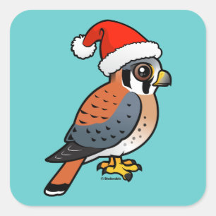 American Kestrel Santa Vierkante Sticker