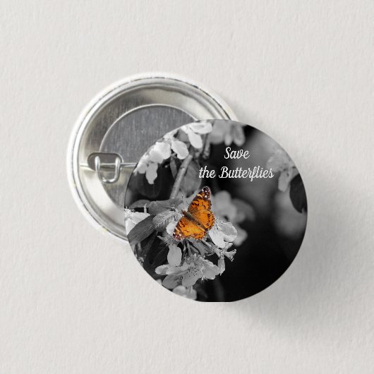 American Lady Butterfly On Blossom Pin Button (Voorkant /achterkant)