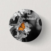 American Lady Butterfly On Blossom Pin Button (Voorkant)