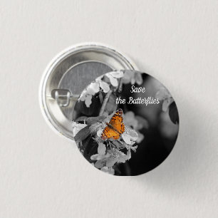 American Lady Butterfly On Blossom Pin Button
