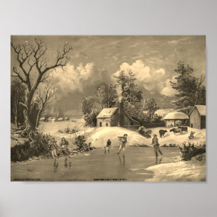 American Life Winter Time met Sepia Filter Poster