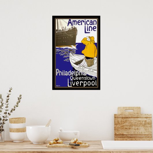 American Lines Sailor in Boat Meeting Liner Poster (Keuken)