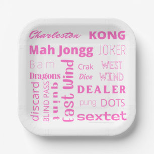 American Mah Jongg paper bord met roze woorden