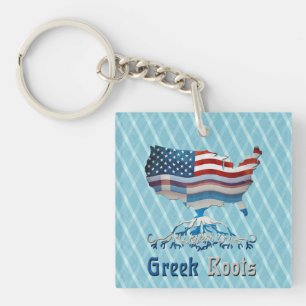 American Map Keyring van Griekse Roots Sleutelhanger