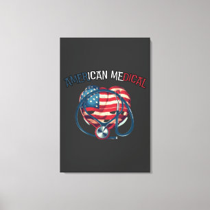 american medical, happy 4th juli, cartoon canvas afdruk