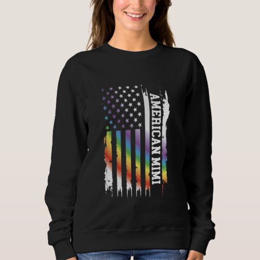 American Mimi Verenigde Staten Distressed Rainbow  Trui (Voorkant)