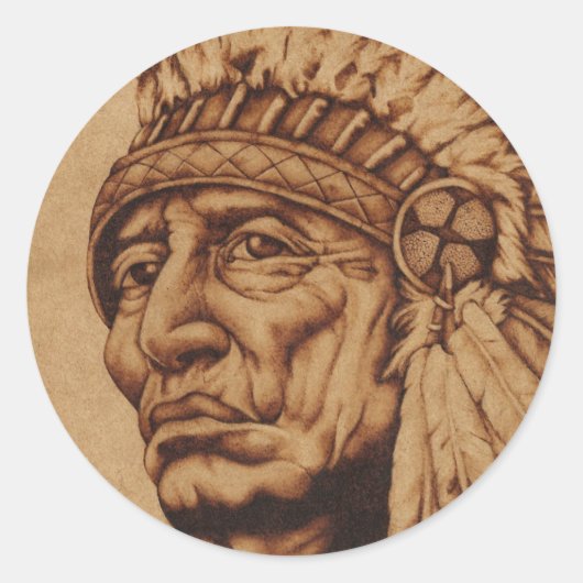 American Native Calcomanía Ronde Sticker (Voorkant)