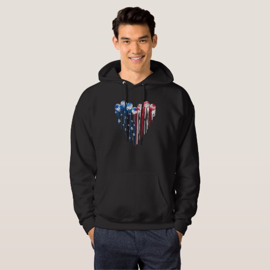 American Patriotic Basketball 4th Of July US Flag Hoodie (Voorkant volledig)