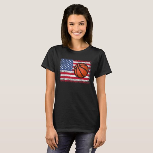 American Patriotic Basketball 4th Of July US Flag T-shirt (Voorkant volledig)
