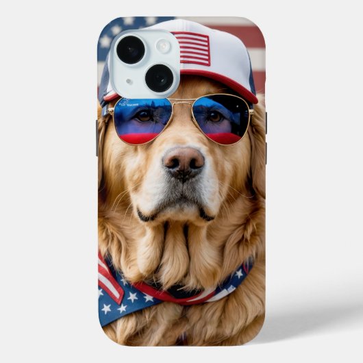 American Patriotic Golden Retriever Case-Mate iPhone Case (Achterkant)