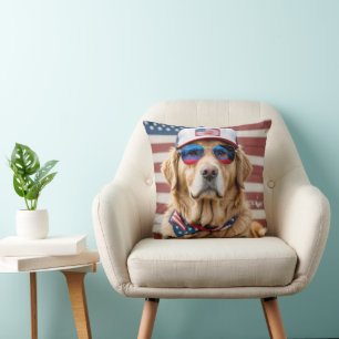 American Patriotic Golden Retriever Kussen