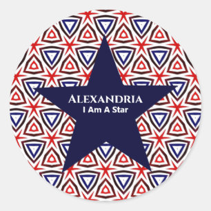 American Patriotic Red White Blue Star Patroon Ronde Sticker